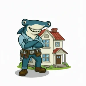 Hank in front of house